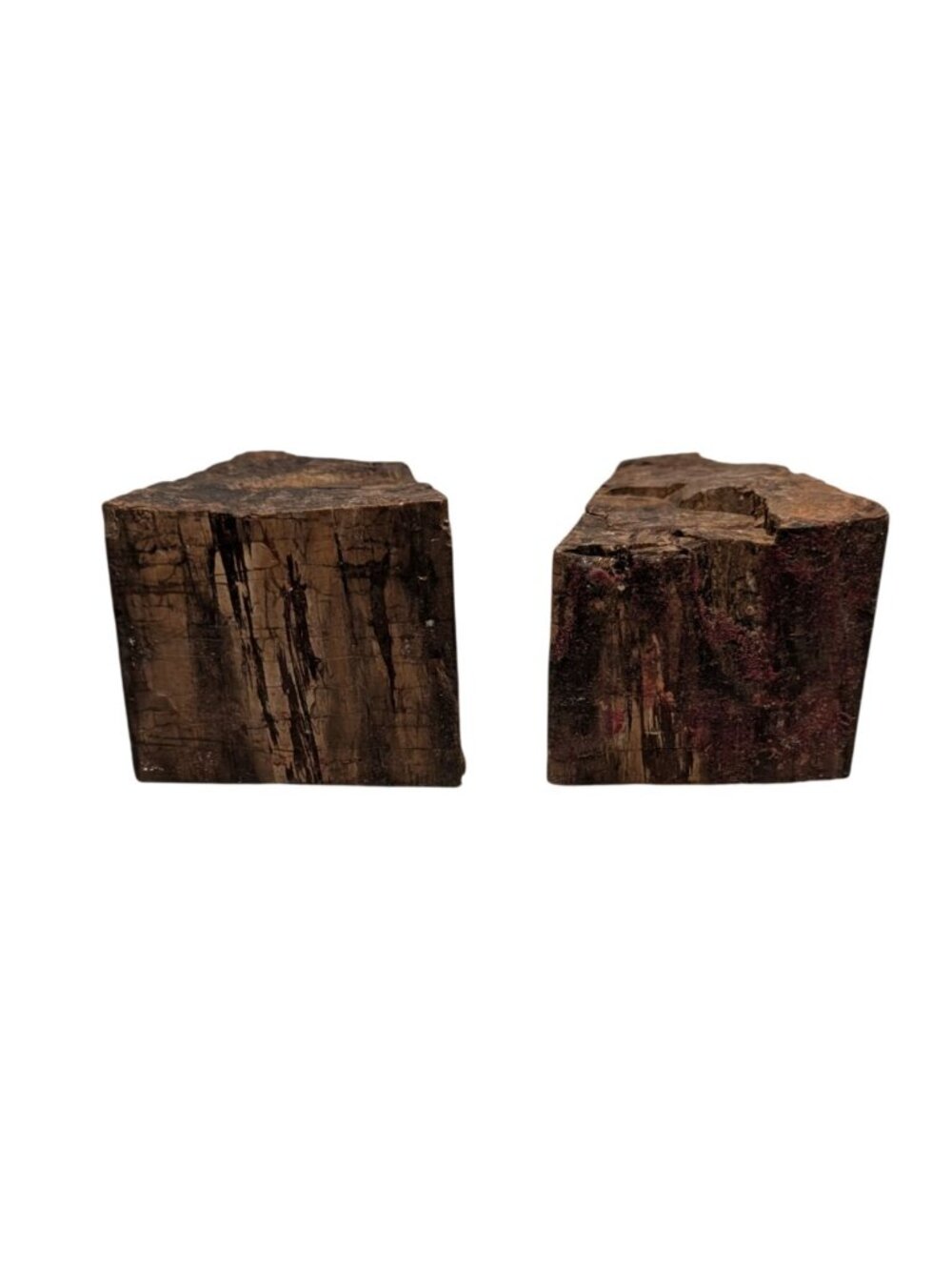 Petrified Wood Bookends Fossilized Tree Rings Natural Mineral Patterns 6" Rustic - Picture 13 of 16